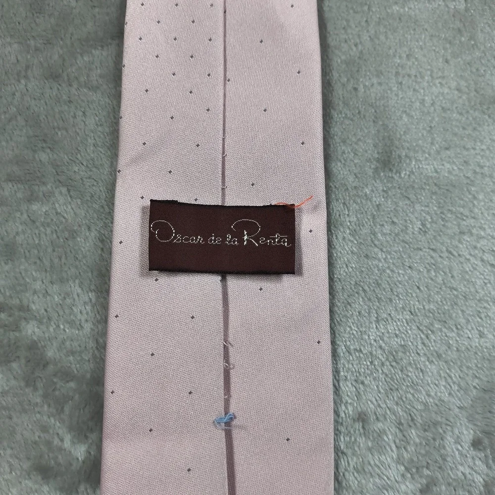 Vintage Oscar de la Renta‎ Tie Mens 56x2.75 Pink Abstract Polka Dot Luxury